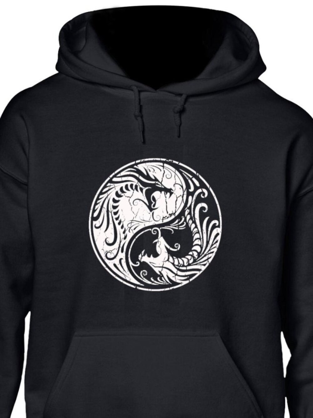 New Dragons Yin Yang Symbol Black Hoodie Fleece Sweatshirt
